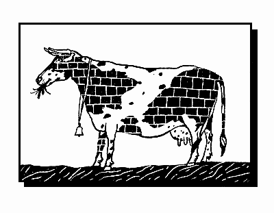 Корова, жующая траву