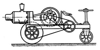 100. Схема самоходной тележки Мамина с двигателем внутреннего сгорания