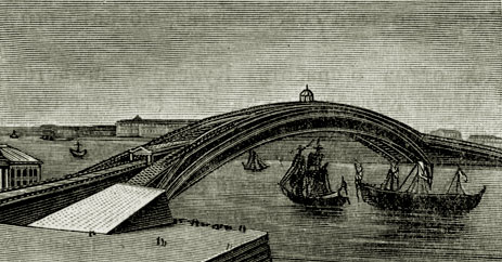 Проект деревянного моста через р. Неву, составленный И. П. Кулибиным в 1776 г.