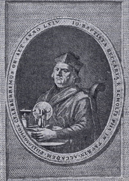Джамбаттиста Беккариа. Портрет из его книги (G. Вессаria, Dell'elettricisino, Macerata, 1793)