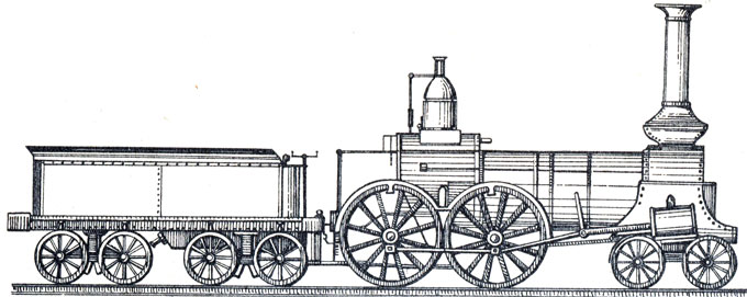 Пассажирский паровоз с тендером, построенный для Петербургско-Московской ж. д. (1846)